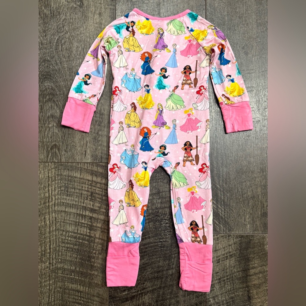 Baby Girl Disney Princess Print Bamboo Zipper Sleeper Pink 6-12m - Picture 3 of 4